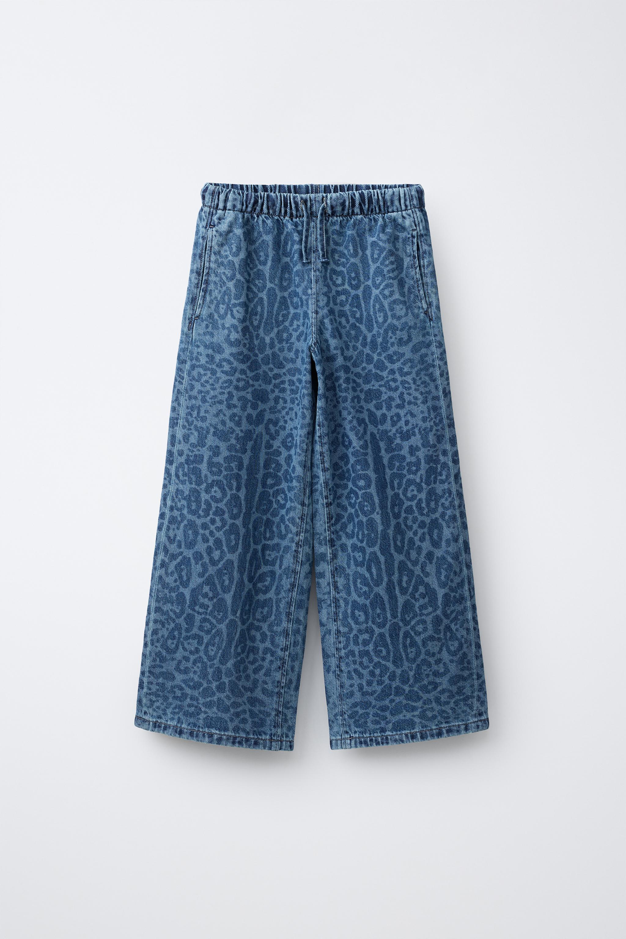 ANIMAL PRINT WIDE LEG JEANS